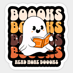 Boooks Ghost Reading Books Read More Sticker